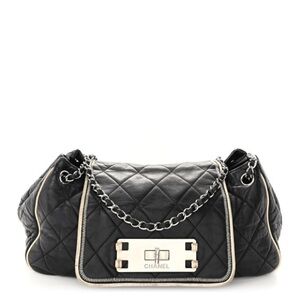 Chanel 2008 Black Quilted Lambskin East West Accordion Flap Bag